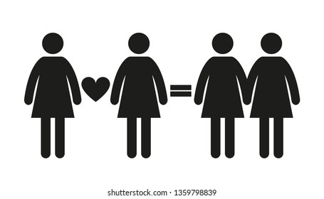 Icon of homosexual relations. Lesbian love. Simple vector illustration.