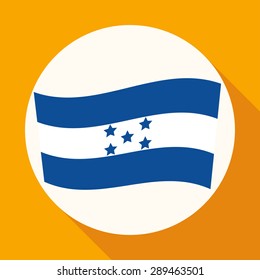 Icon Honduran flag on white circle with a long shadow