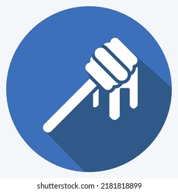 Icon Honey Dipper. suitable for Bee Farm. Long Shadow Style. simple design editable. design template vector. simple illustration