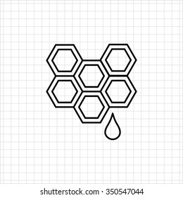 Icon of honeycomb with honey drop