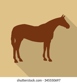 Icon horse  in brown color in a flat design. Vector illustration