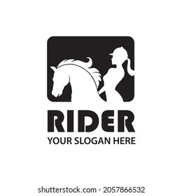 icon of horse head and woman isolated on white background