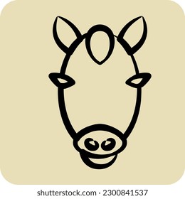 Icon Horse. related to Animal Head symbol. hand drawn style. simple design editable. simple illustration. cute. education