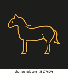Icon horse with the shadow lines on  a black background