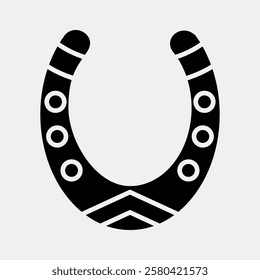 Icon horse shoe. Traditional tattoo elements. Icon in glyph style.