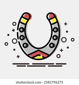 Icon horse shoe. Traditional tattoo elements. Icon in MBE style.