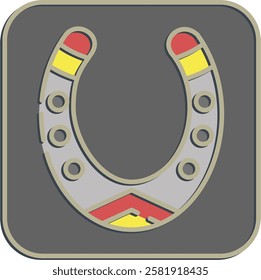 Icon horse shoe. Traditional tattoo elements. Icon in embossed style.