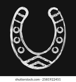 Icon horse shoe. Traditional tattoo elements. Icon in chalk style.