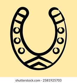 Icon horse shoe. Traditional tattoo elements. Icon in hand drawn style.