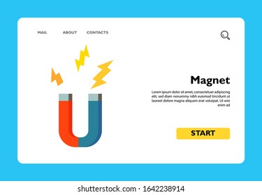 Icon of horseshoe magnet. Science, energy, power. Physics concept. Can be used for topics like education, experiment, magnetic filed