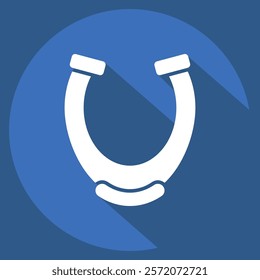 Icon Horseshoe. related to Equestrian Sport symbol. long shadow style. design editable