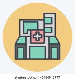 Icon Hospital. related to City symbol. color mate style. simple design illustration