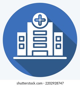 Icon Hospital. suitable for education symbol. long shadow style. simple design editable. design template vector. simple illustration