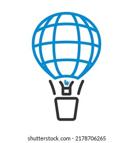 Icon Of Hot Air Balloon. Editable Bold Outline With Color Fill Design. Vector Illustration.