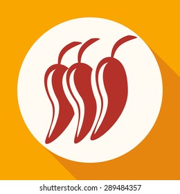 Icon hot chili pepper on white circle with a long shadow