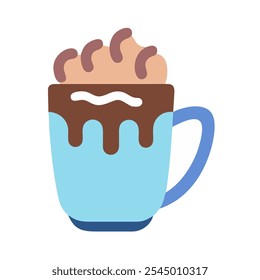 Icon of a hot cocoa mug with whipped cream, capturing the essence of a cozy winter drink.