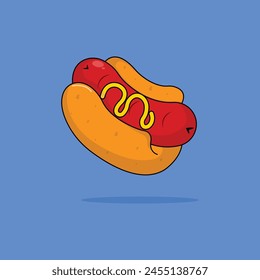 icon hot dog delicious fast food and drink vector illustration concept.premium vector illustration