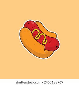 icon hot dog delicious fast food and drink vector illustration concept.premium vector illustration