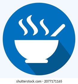 Icon Hot Soup - Long Shadow Style - Simple illustration, Editable stroke, Design template vector, Good for prints, posters, advertisements, announcements, info graphics, etc.