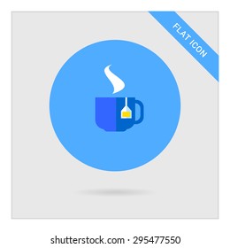Icon of hot tea cup with tea bag