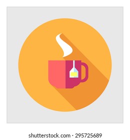 Icon of hot tea cup with tea bag