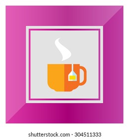 Icon of hot tea cup with tea bag