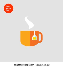 Icon of hot tea cup with tea bag