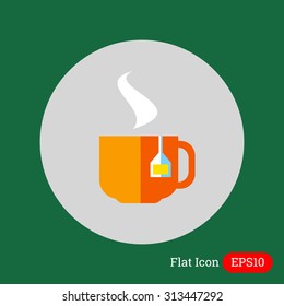 Icon of hot tea cup with tea bag