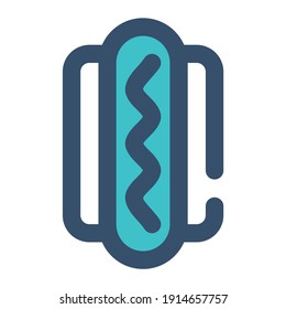 hotdog de iconos con estilo de línea rellena y color azul