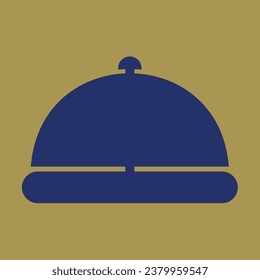 Icon hotel bell Blue backgorund golden