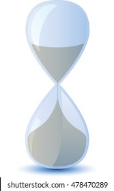 icon hourglass a music notes, bass and treble clef, black and blue, on a white background, vector