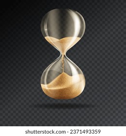 Icon hourglass. Template sandglass on a transparent background. Realistic transparent hourglass. Eps10 vector illustration.