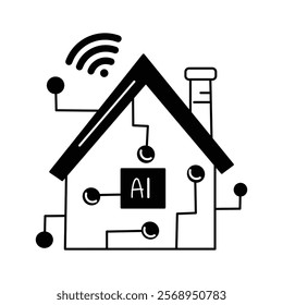 Icon of a house with AI technology integration