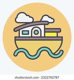 Icon House Boat. related to Accommodations symbol. color mate style. simple design editable. simple illustration