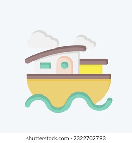 Icon House Boat. related to Accommodations symbol. flat style. simple design editable. simple illustration