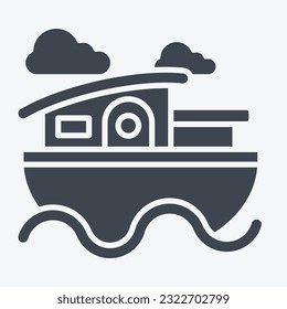 Icon House Boat. related to Accommodations symbol. glyph style. simple design editable. simple illustration