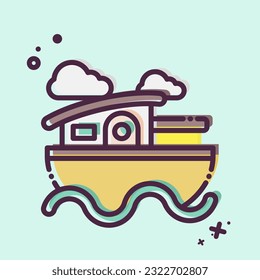 Icon House Boat. related to Accommodations symbol. MBE style. simple design editable. simple illustration