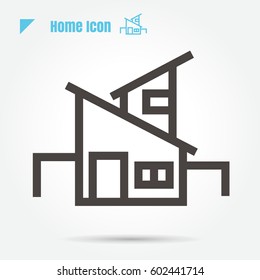 icon house Building thin line vector illustration sign symbol thin line modern minimalistic flat design vector on white background