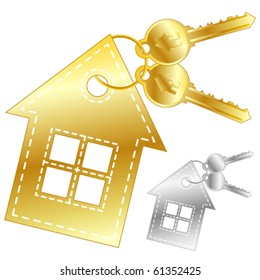 Icon with house and bunch of keys, element for design, vector illustration