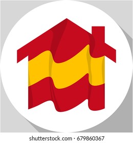 Icon house with a combination of Spain country flag