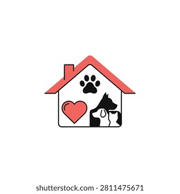 Icon of house with dog and heart