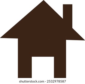 Icon of a house featuring a chimney and a sloped roof, symbolizing home and shelter.