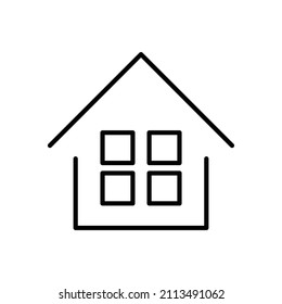 Icono de una casa con cuatro ventanas. Vector.