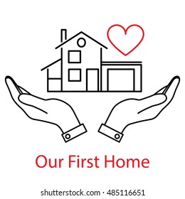 Icon house in hands