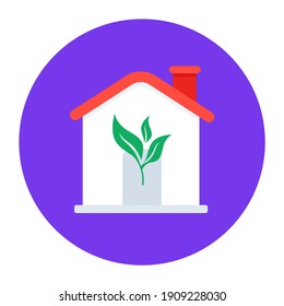 
Icon of a house having leaves depicting ecohome 