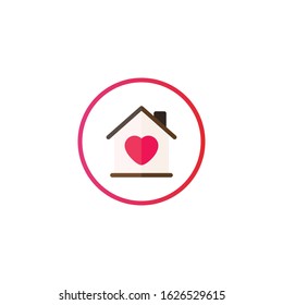 Icon as a house with a heart in a circle.