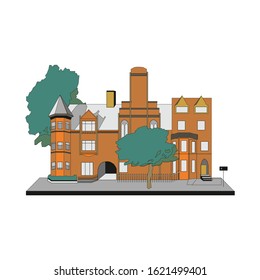Icon house home. Residence building the city landscape three-dimensional vector symbol concept