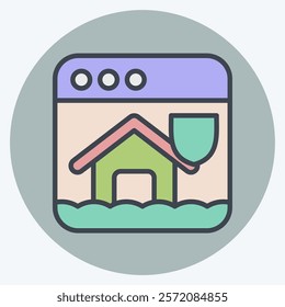 Icon House Insurance. related to Dropshipping symbol. color mate style. design editable