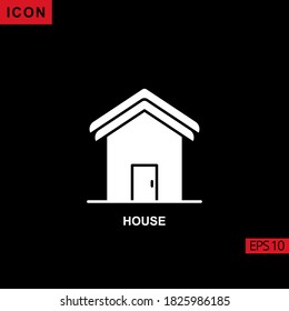 icon house on black background. Illustration flat or glyph icon for graphic, print media interfaces and web design.