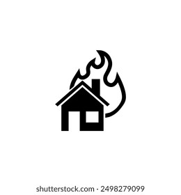 Icon of a house on fire, simple and bold design for safety and emergency.